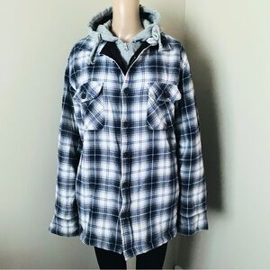 RedHead Quilt Plaid Flannel Hooded Shacket Jacket, men’s large